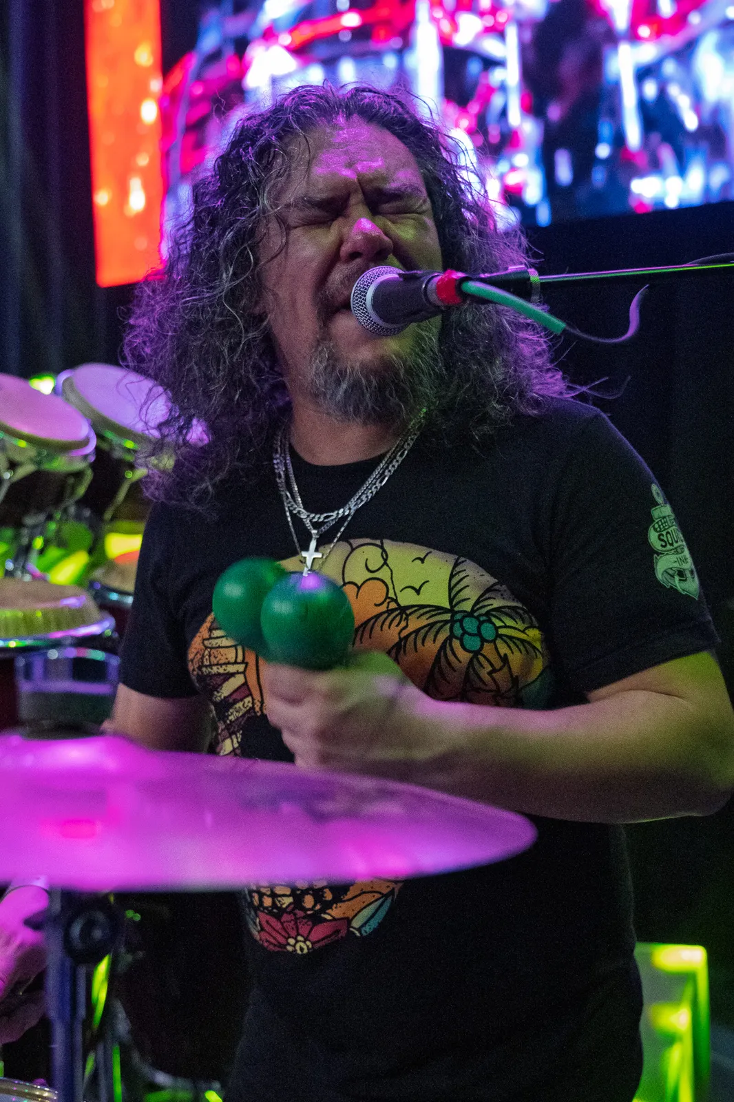 Drummer performing live