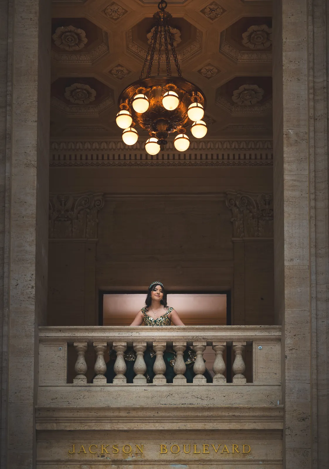 Quinceañera in a grand hall