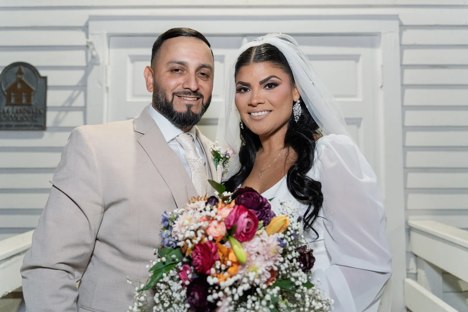 Bride and groom at the chapel