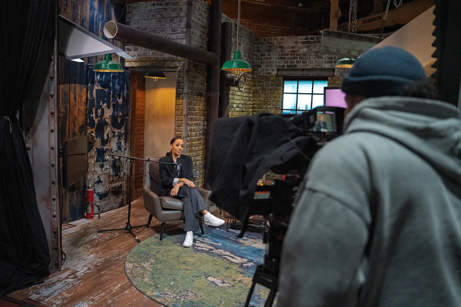 Behind the scenes of a podcast shoot