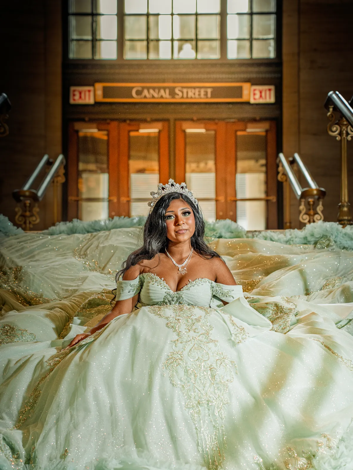 Quinceañera portrait at Chicago Union Station