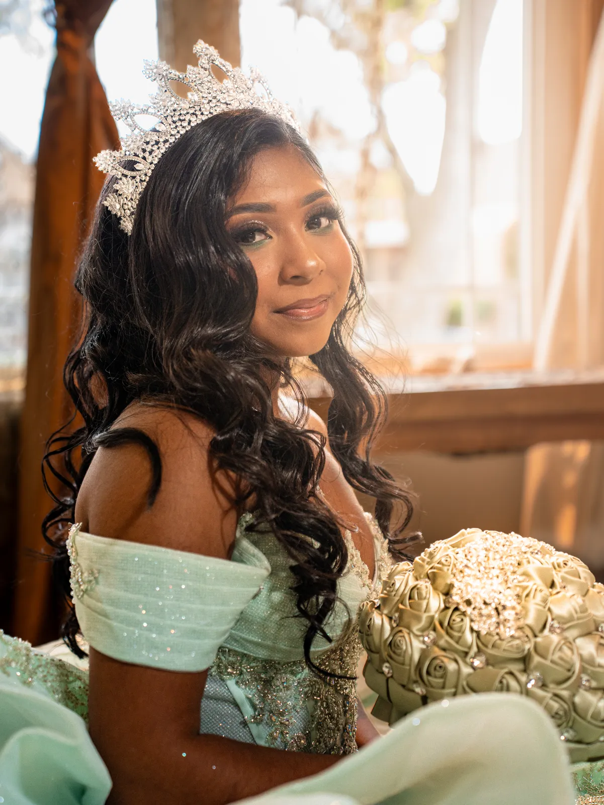 Quinceañera portrait at home